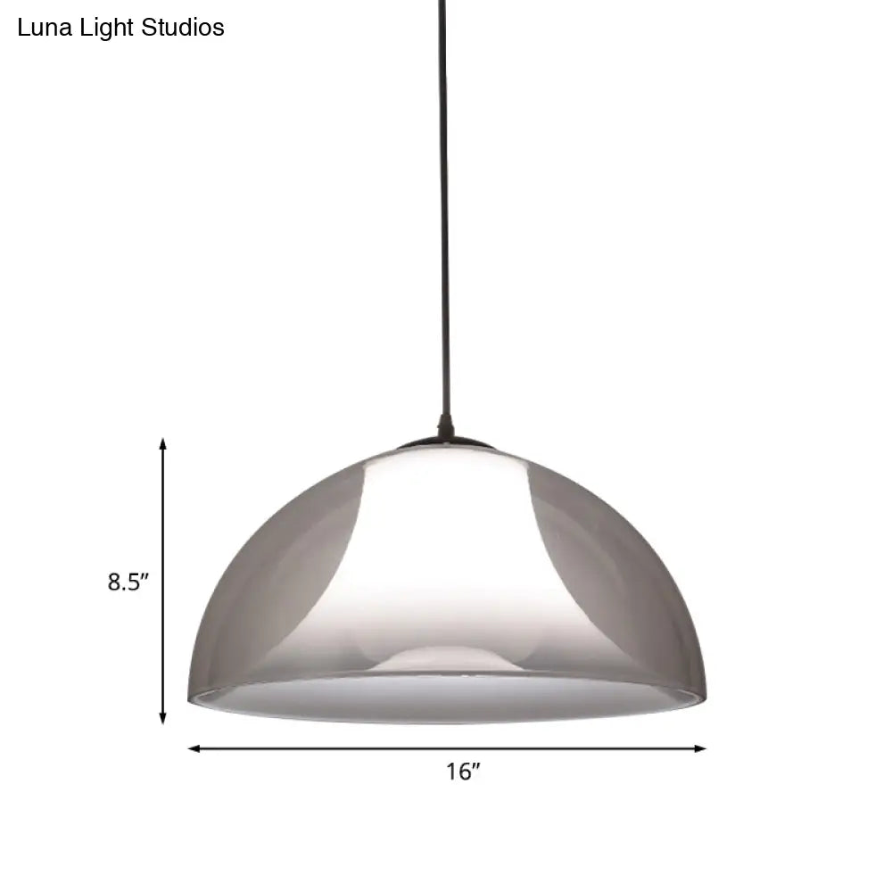 Simple Black Semicircle Pendant Light With Clear Glass - 1 Bulb Ceiling Suspension Lamp