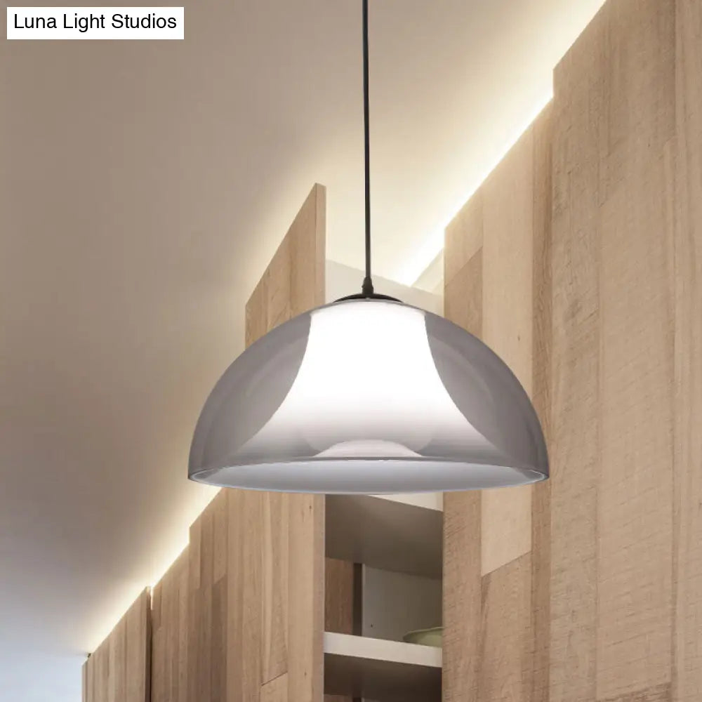 Simple Black Semicircle Pendant Light With Clear Glass - 1 Bulb Ceiling Lamp