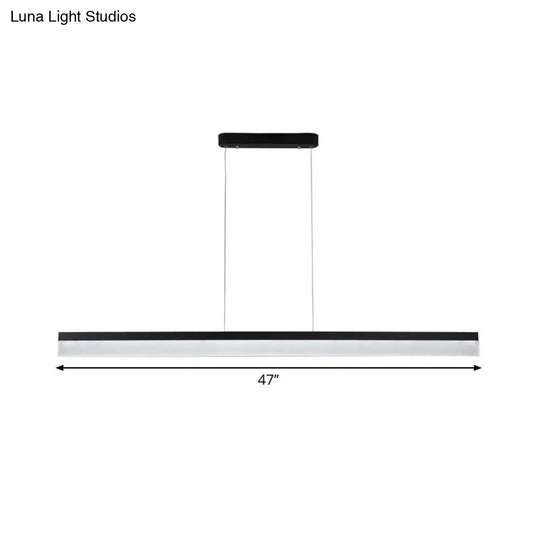 Simple Black Ultrathin Linear Ceiling Lamp With Wide Led Acrylic Pendant - Ideal For Office