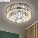 Simple Clear Crystal Led Flush Light Fixture For Living Room - Halo Design