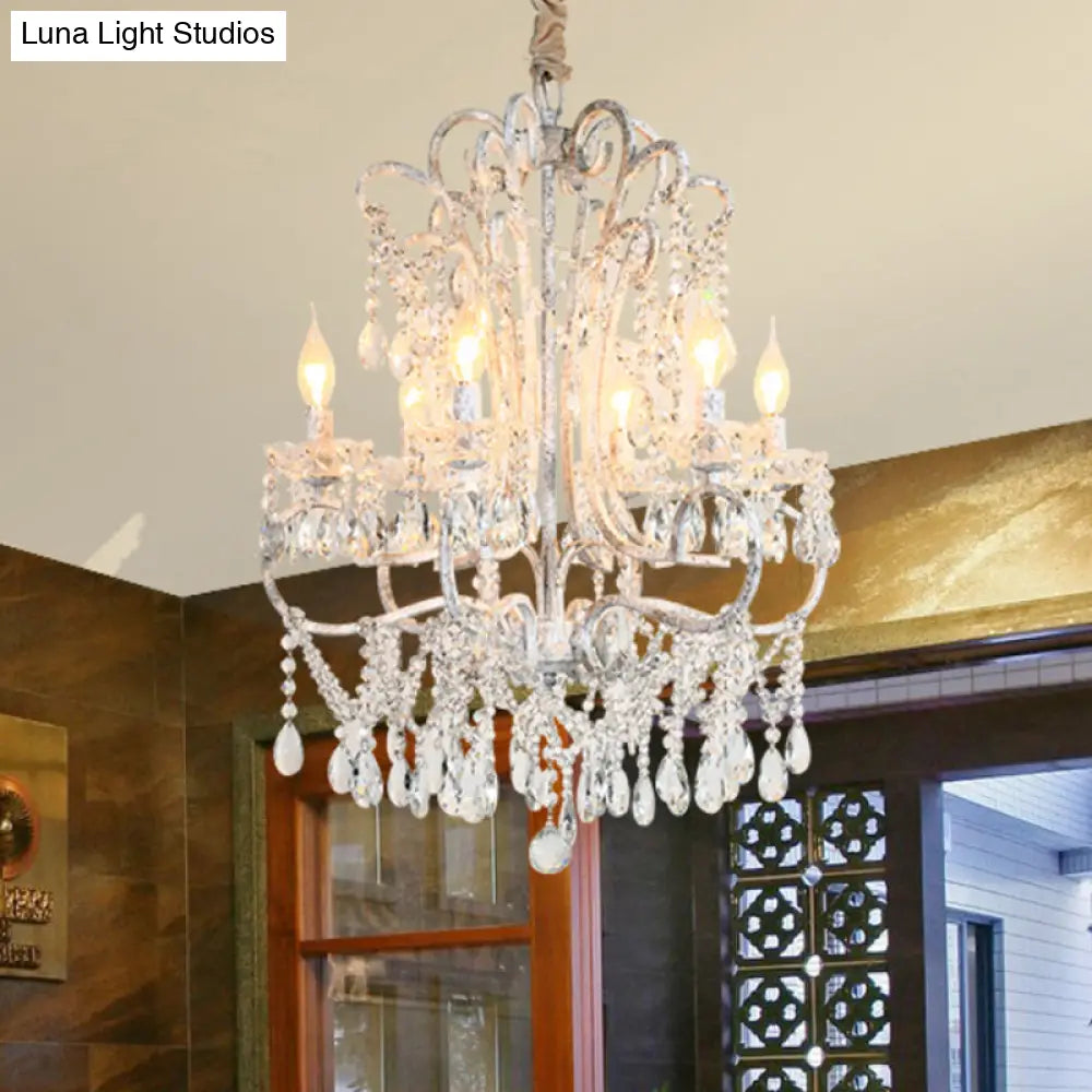 Simple Crystal Bedroom Chandelier - Curvy Design 5/6 Lights Silver Suspension Lighting