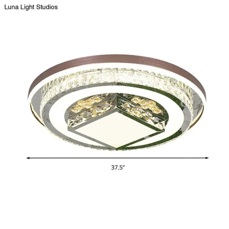 Simple Crystal Flush Mount Lamp: Led Ceiling Fixture In White