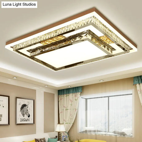 Simple Crystal Flush Mount Lamp: Led Ceiling Fixture In White