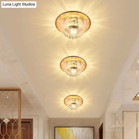 Simple Crystal Led Ceiling Light With Flush Mount - Ideal For Corridors