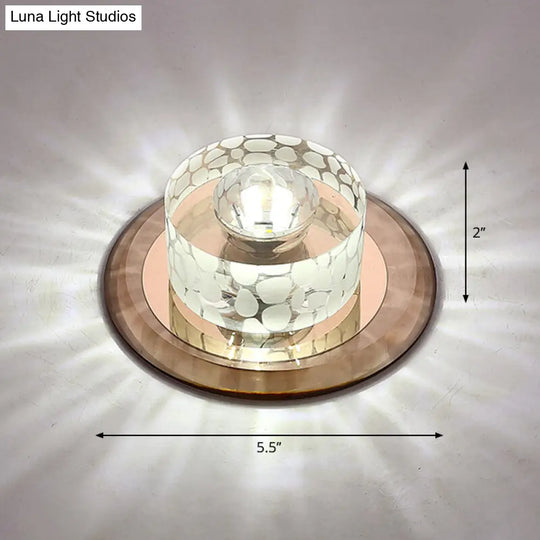Simple Crystal Led Ceiling Light With Flush Mount - Ideal For Corridors Tan / White