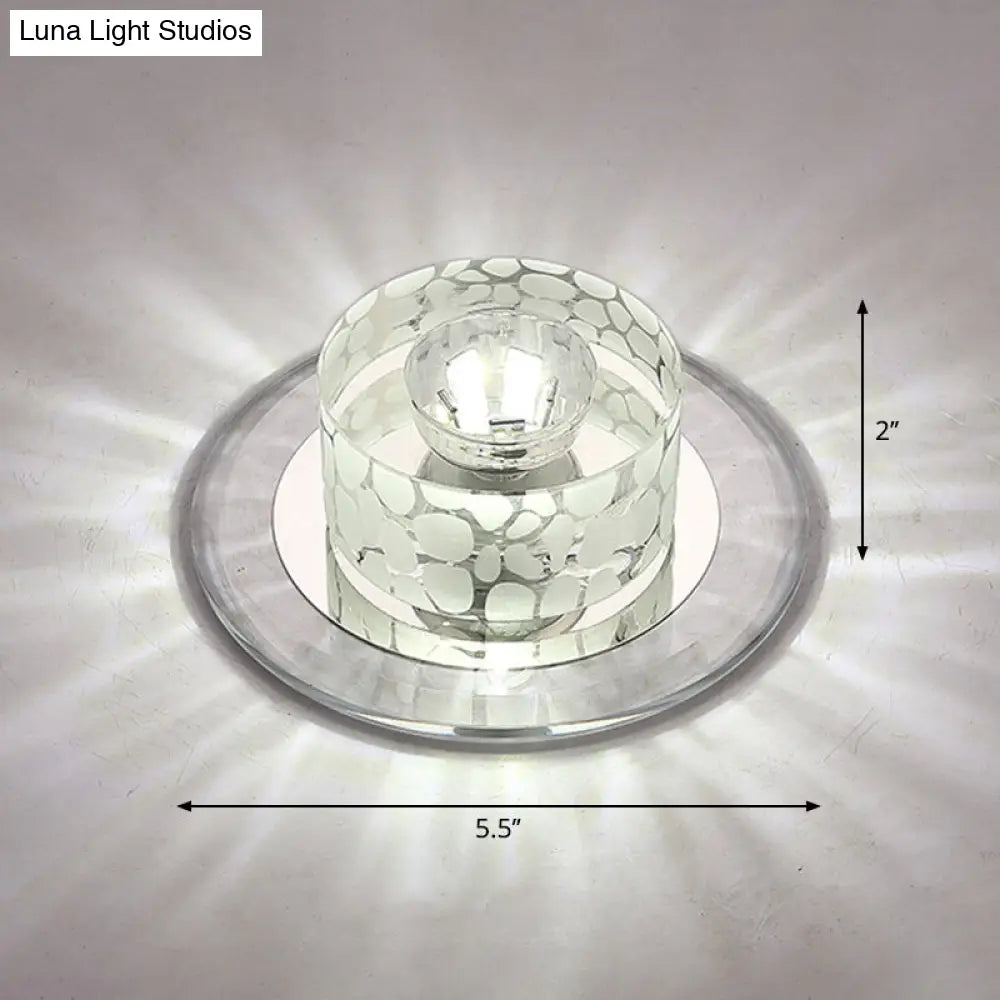 Simple Crystal Led Ceiling Light With Flush Mount - Ideal For Corridors Clear / White