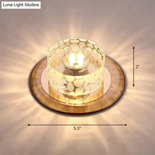 Simple Crystal Led Ceiling Light With Flush Mount - Ideal For Corridors Tan / Warm