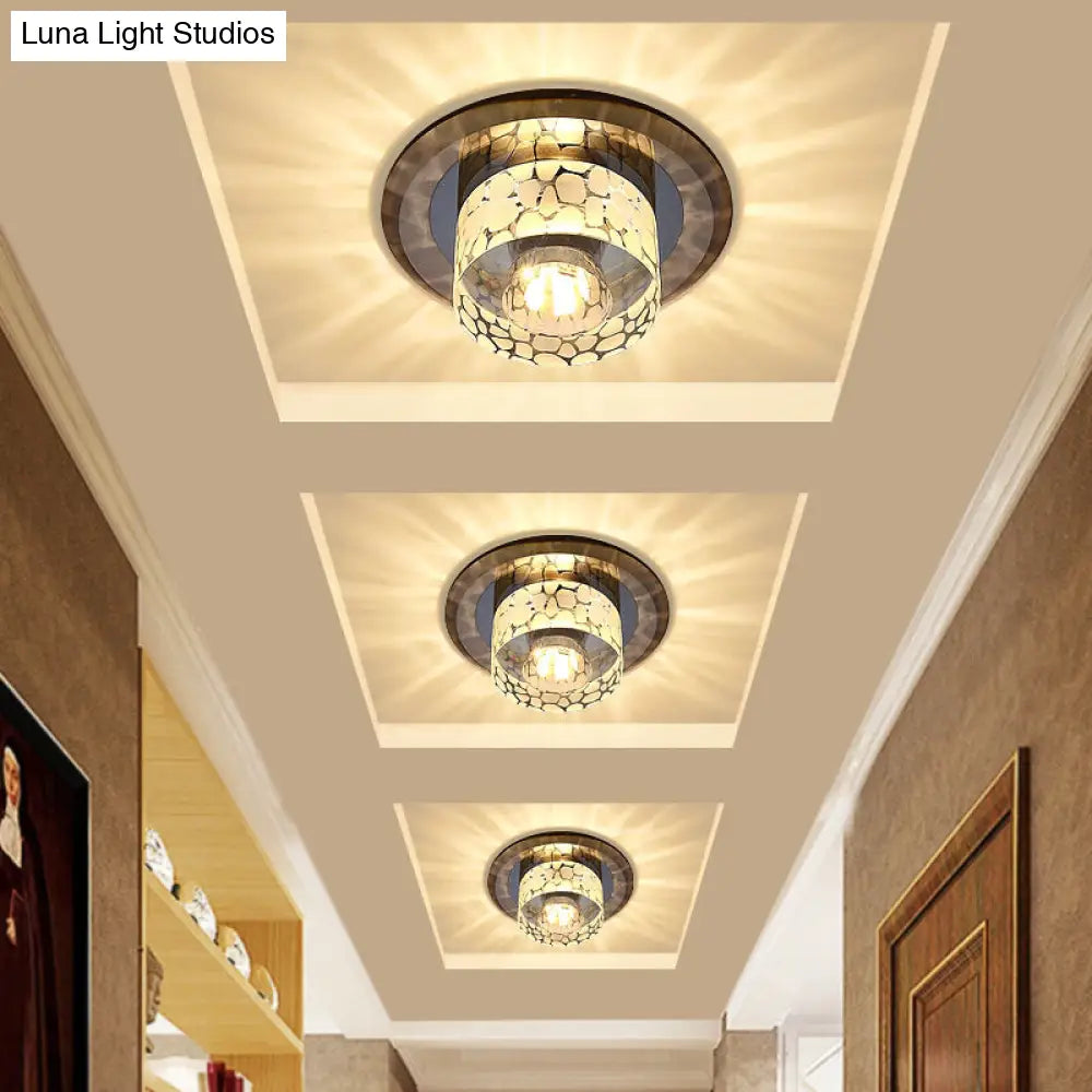 Simple Crystal Led Ceiling Light With Flush Mount - Ideal For Corridors