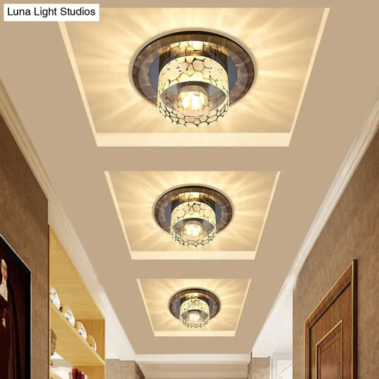 Simple Crystal Led Ceiling Light With Flush Mount - Ideal For Corridors