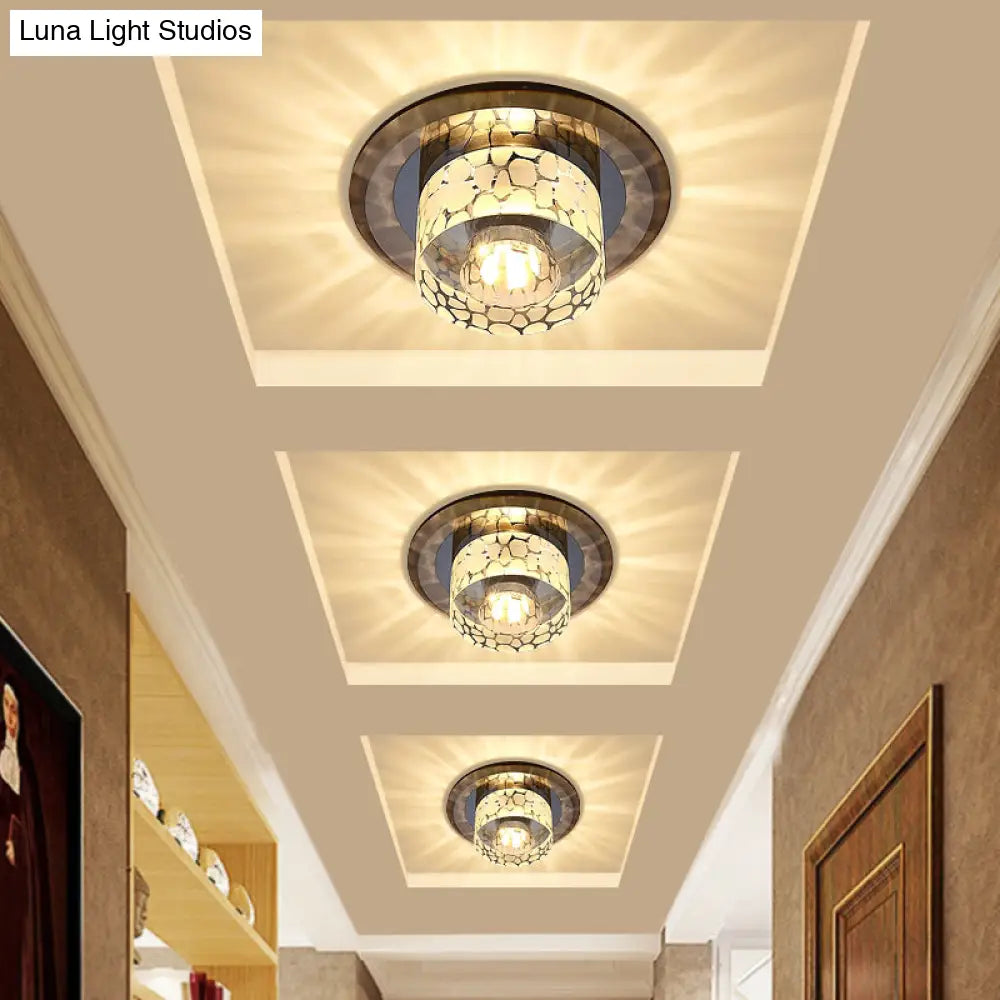 Simple Crystal Led Ceiling Light With Flush Mount - Ideal For Corridors