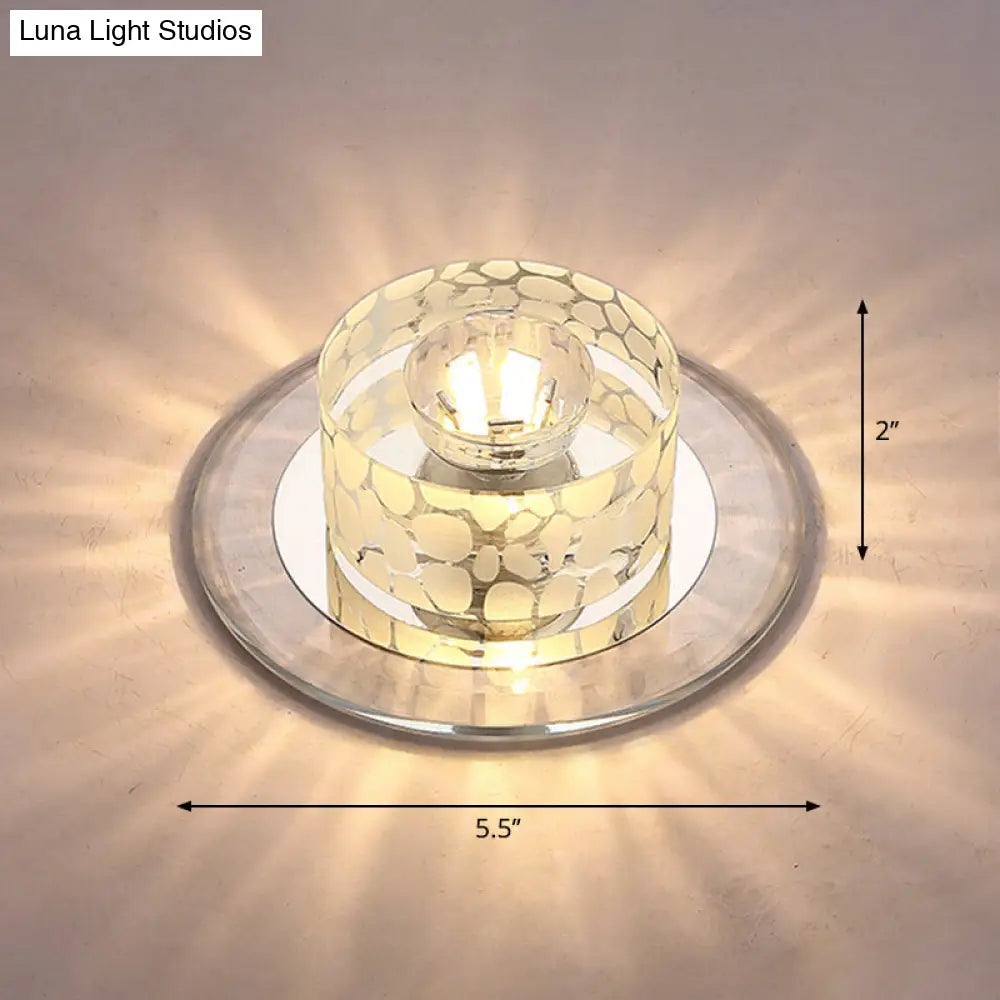 Simple Crystal Led Ceiling Light With Flush Mount - Ideal For Corridors Clear / Warm