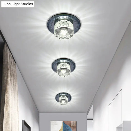 Simple Crystal Led Ceiling Light With Flush Mount - Ideal For Corridors