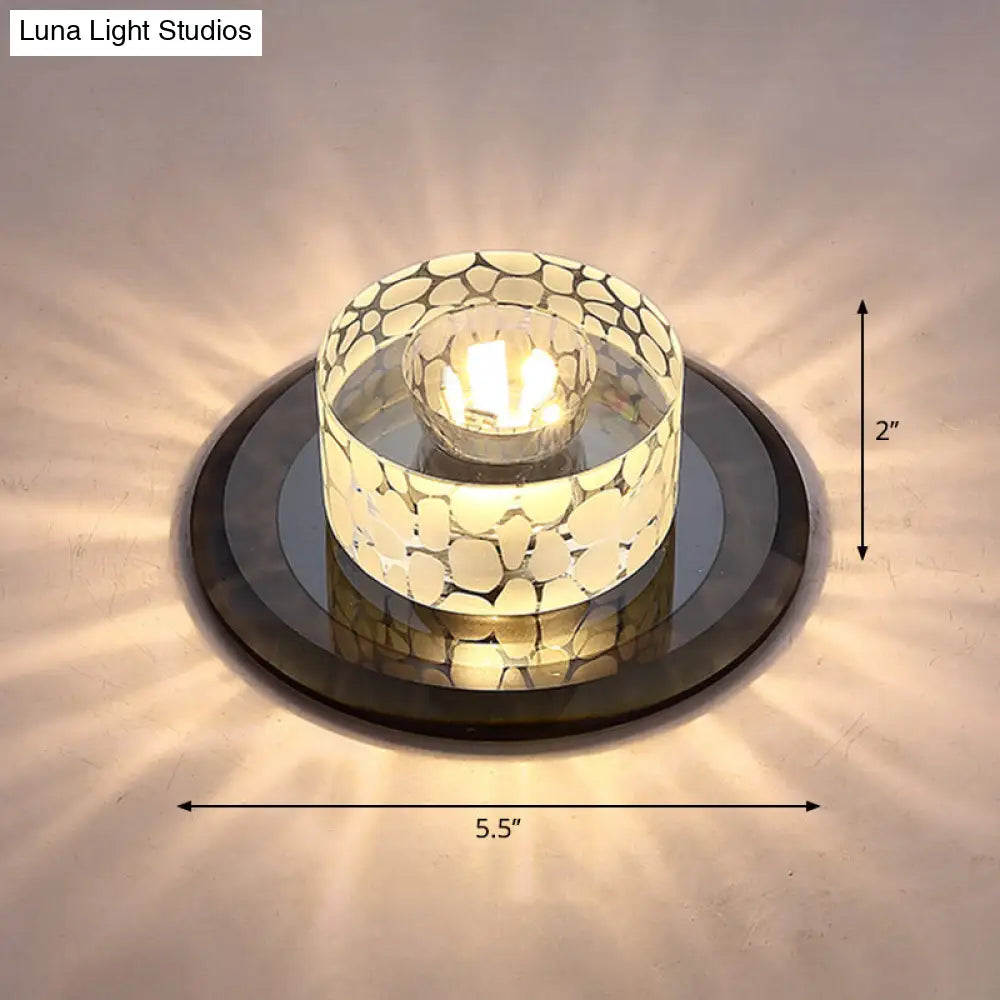 Simple Crystal Led Ceiling Light With Flush Mount - Ideal For Corridors Black / Warm