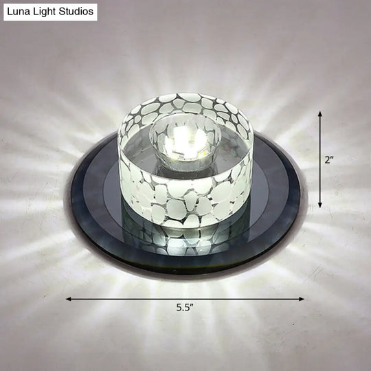 Simple Crystal Led Ceiling Light With Flush Mount - Ideal For Corridors Black / White