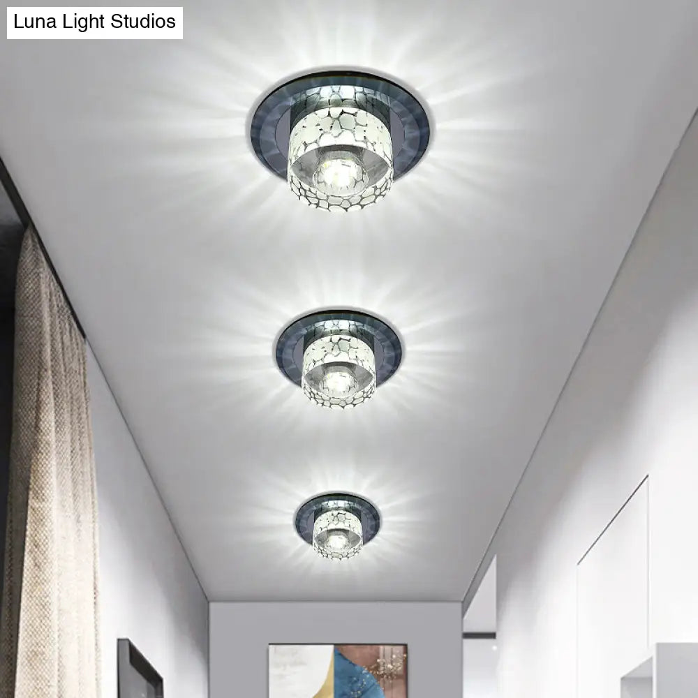 Simple Crystal Led Ceiling Light With Flush Mount - Ideal For Corridors