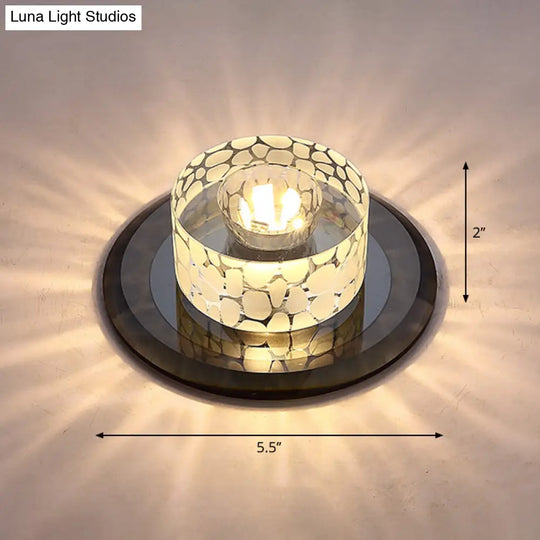 Simple Crystal Led Ceiling Light With Flush Mount - Ideal For Corridors Black / Warm