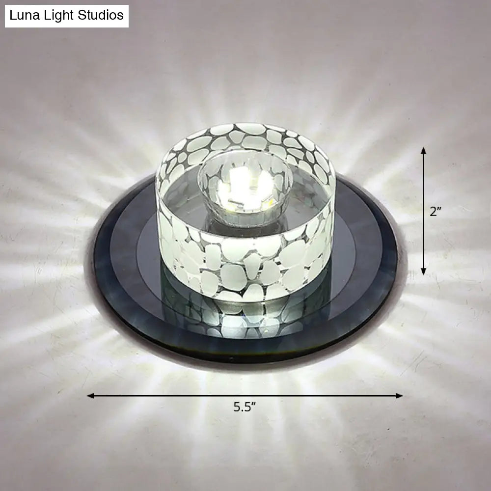Simple Crystal Led Ceiling Light With Flush Mount - Ideal For Corridors Black / White