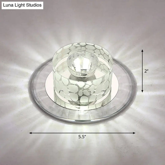 Simple Crystal Led Ceiling Light With Flush Mount - Ideal For Corridors Clear / White