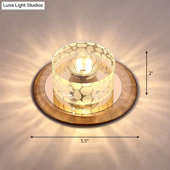 Simple Crystal Led Ceiling Light With Flush Mount - Ideal For Corridors Tan / Warm
