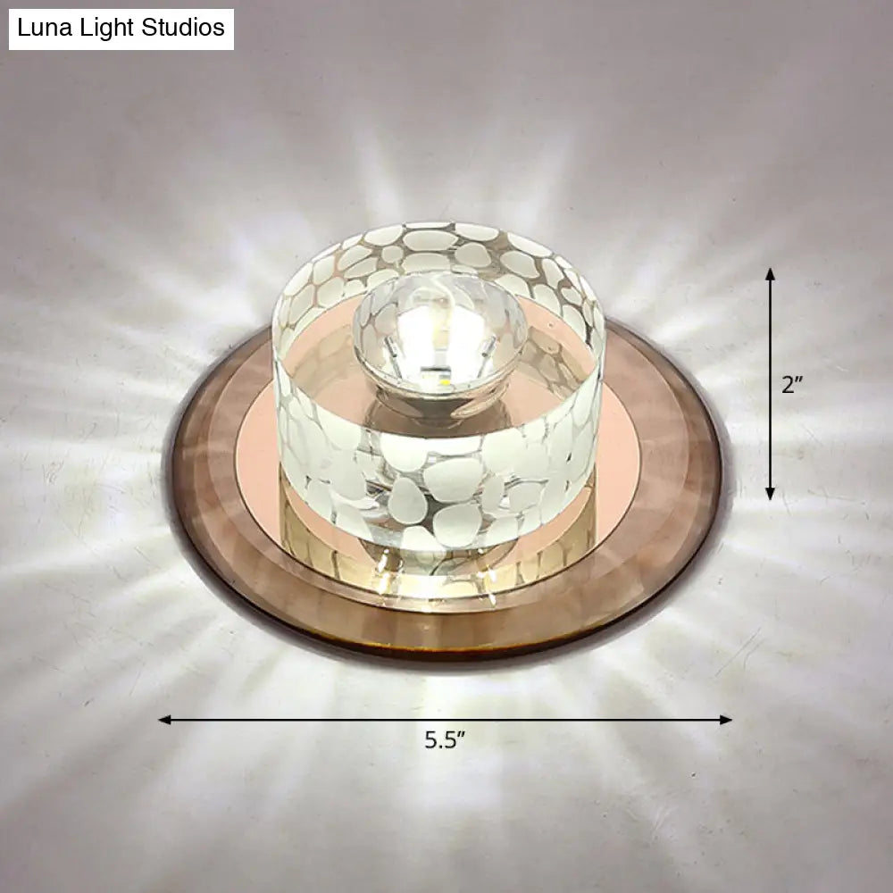 Simple Crystal Led Ceiling Light With Flush Mount - Ideal For Corridors Tan / White
