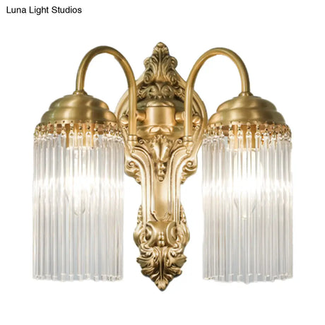 Simple Crystal Rod Wall Mount Light - Gold Sconce For Corridor