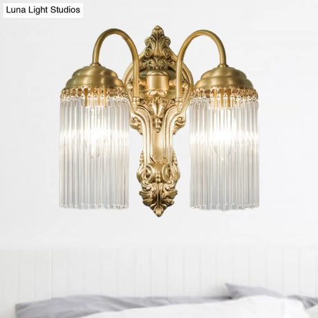 Simple Crystal Rod Wall Mount Light - Gold Sconce For Corridor