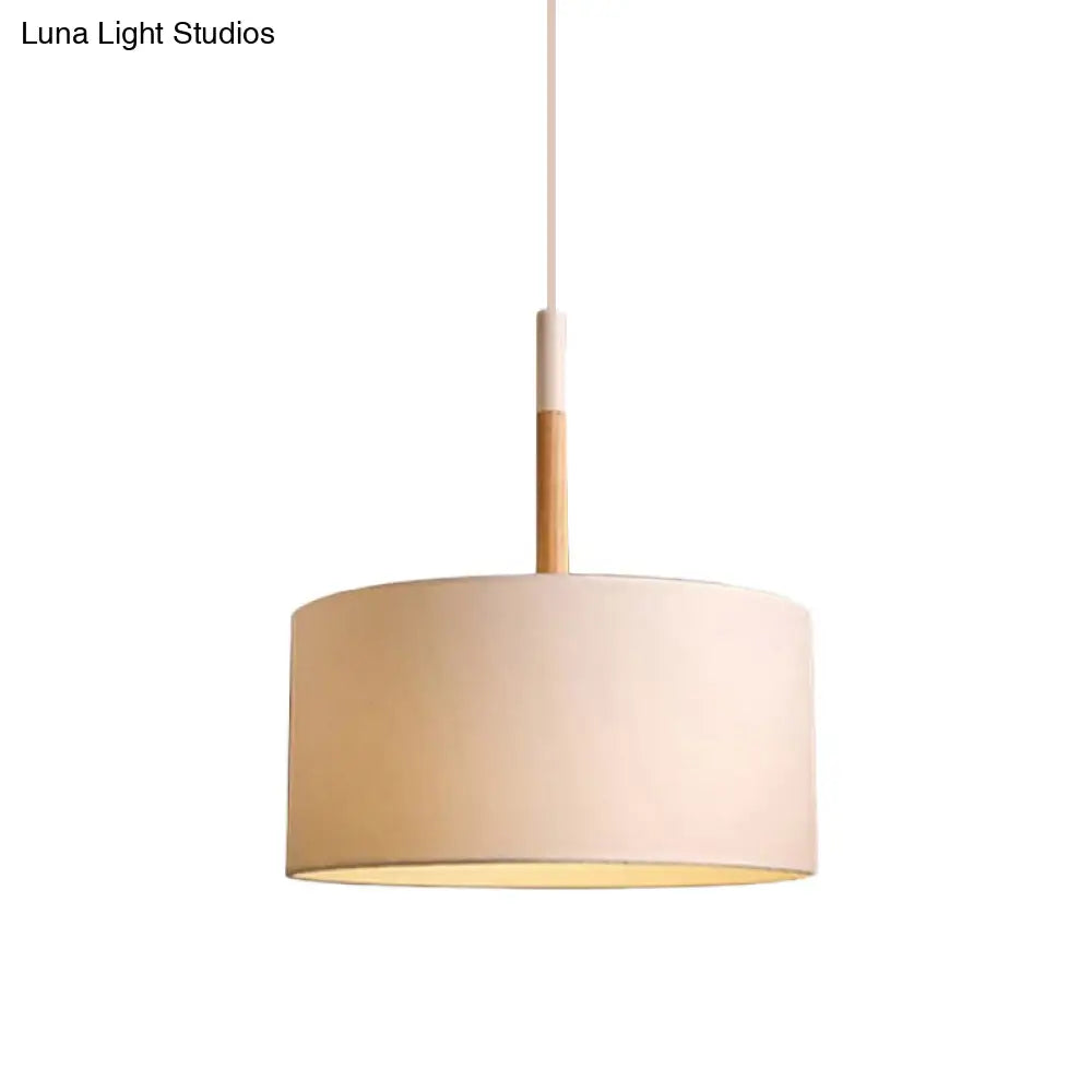 Simple Fabric Drum Ceiling Pendant Light - 10/16 Dia 1 White/Black Hanging Lamp Kit
