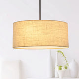 Simple Fabric Drum Ceiling Pendant Light - Grey/Black/Beige 12’/16’/18’ Diameter Hanging Lamp