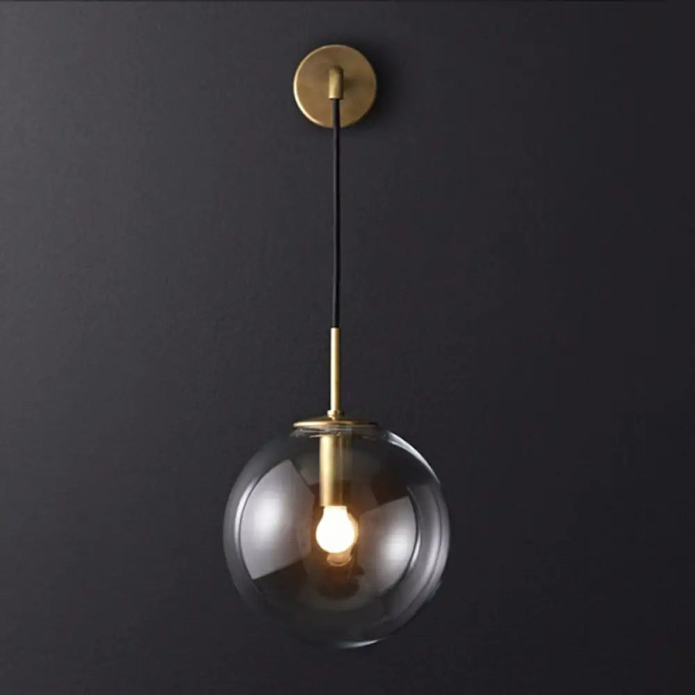 Simple Gold Bedside Wall Mount Lamp With Glass Shade Elegant Lighting Solution