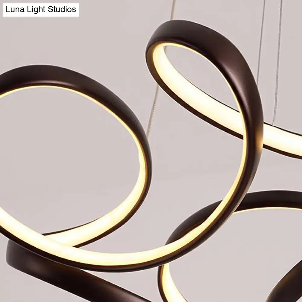 Simple Gold/Coffee Wave Acrylic Chandelier Led Hanging Lamp Ideal For Dining Room 14’’/19.5’’ Wide