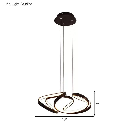 Acrylic Wave Chandelier - Simple Gold/Coffee Led Hanging Lamp For Dining Room 14/19.5 Wide