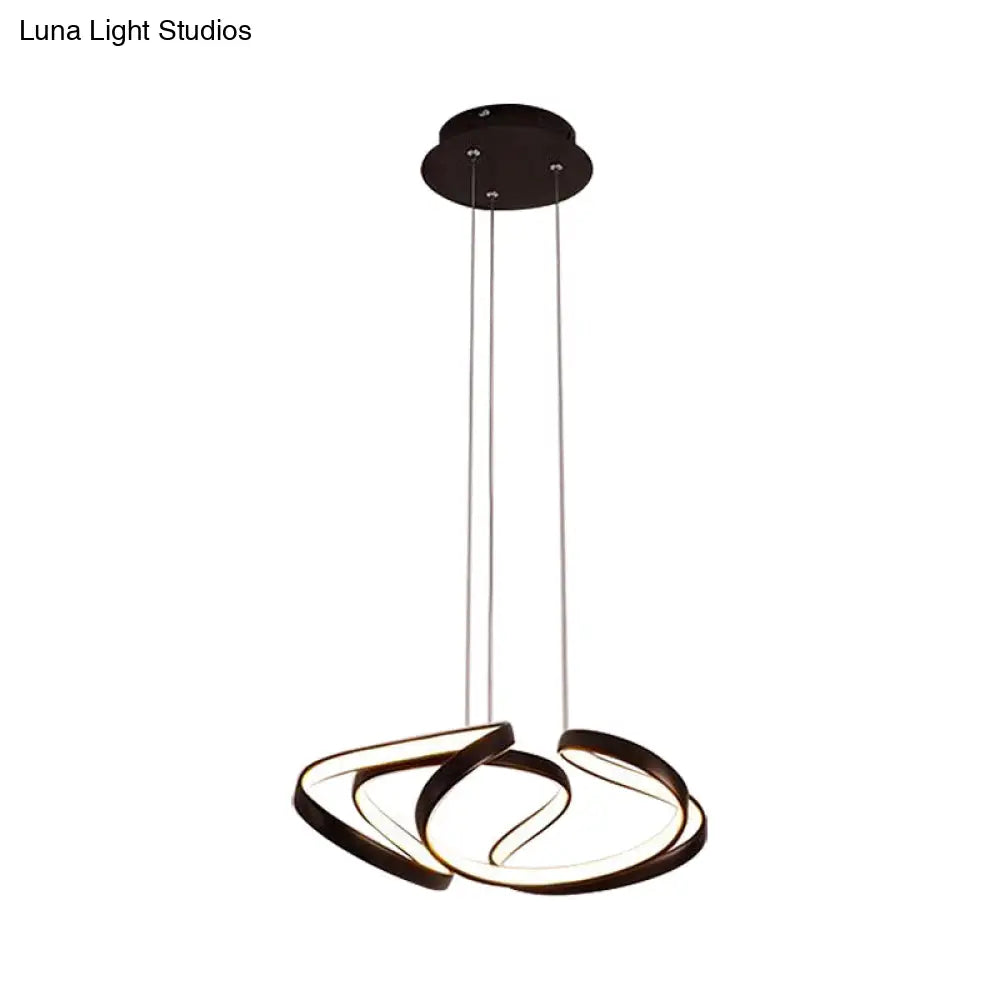Simple Gold/Coffee Wave Acrylic Chandelier Led Hanging Lamp Ideal For Dining Room 14’’/19.5’’ Wide