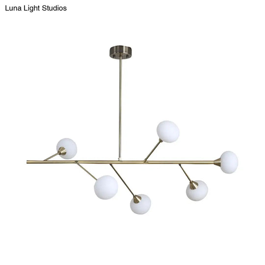 Simple Iron 6-Bulb Hanging Chandelier In Brass - Branch Pendant Light For Living Room
