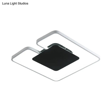 Simple Iron Led Flushmount Ceiling Fixture With Gap Design For Bedroom - Square Frame Thin