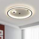 Simple Led Flushmount Black/Gold Round Ceiling Lamp Fixture - 16’/19.5’ Width Acrylic Shade