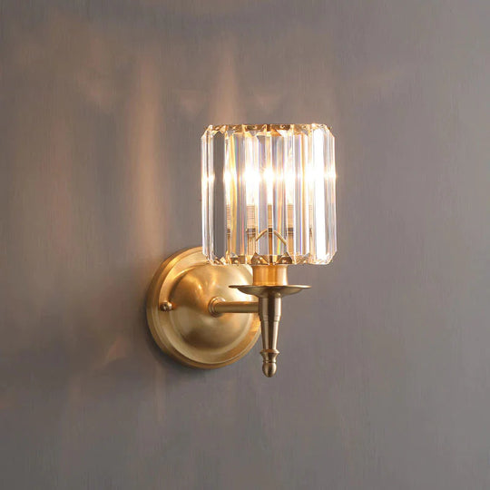 Applique murale en cuivre de chambre à coucher en cristal de luxe à lumière simple