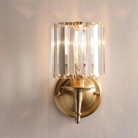 Applique murale en cuivre de chambre à coucher en cristal de luxe à lumière simple