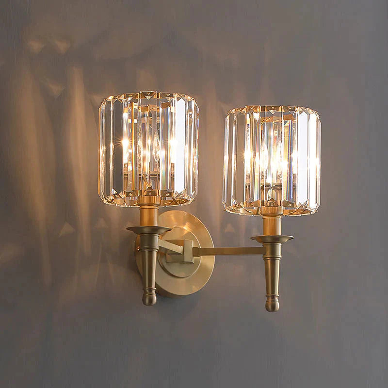 Applique murale en cuivre de chambre à coucher en cristal de luxe à lumière simple