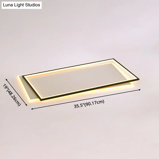 Simple Metal Led Flush Ceiling Light Fixture Black-White Rectangular Design