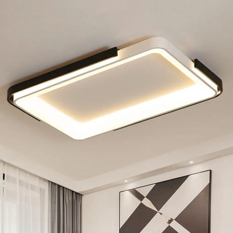 Simple Metal Led Flush Mount Light In White/Warm - Rectangular/Square Ceiling Fixture 18’/35.5’