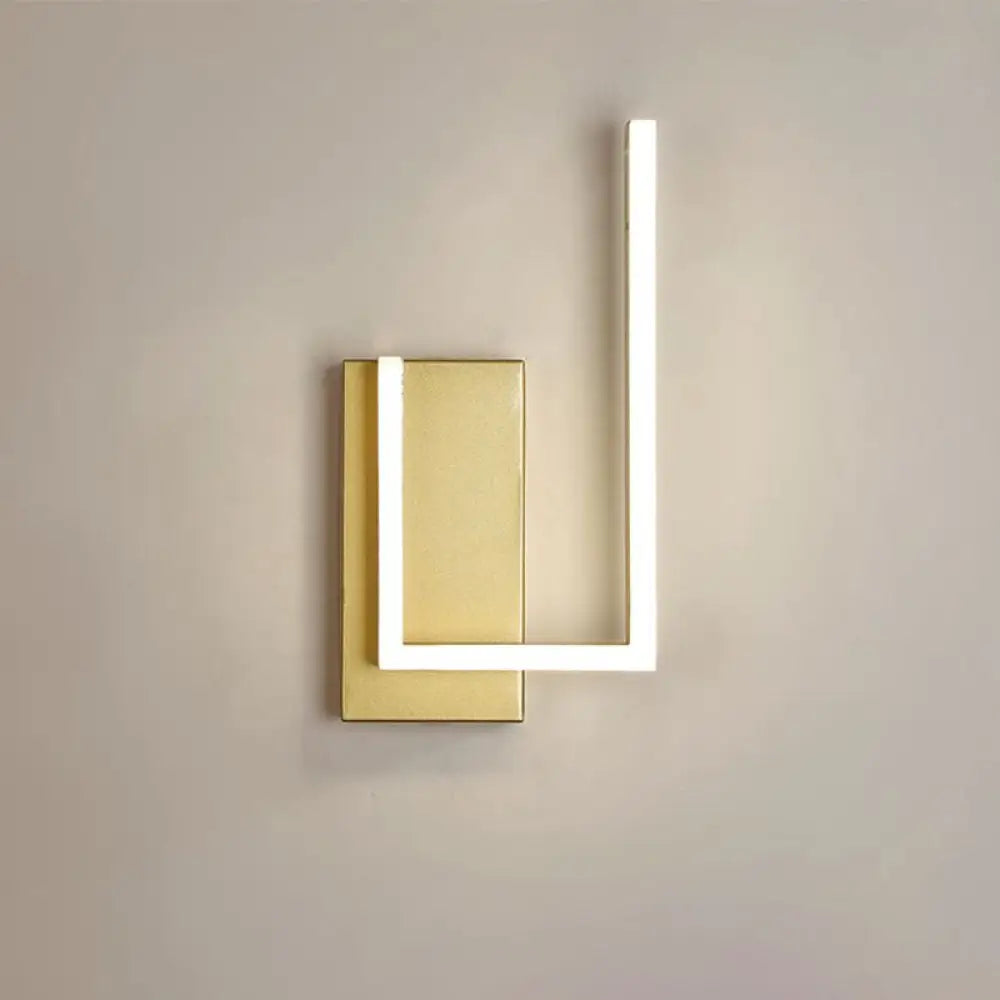 Simple Metal Led Gold Wall Sconce - Right-Angle Linear Lamp With Warm/White/3 Color Light Options