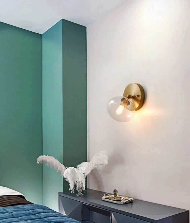 Applique murale en cuivre de couloir de chevet de chambre à coucher Nordic Wind simple