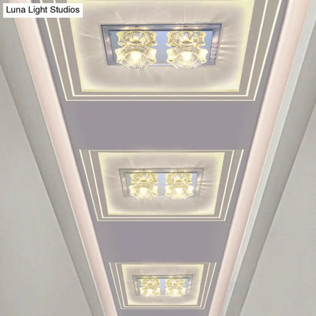 Simple Octagon Led Clear Glass Flush Mount Ceiling Lighting Fixture