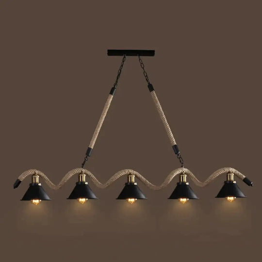 Simple Retro Led Chandelier Nordic Hemp Rope Cafe Modern Novelty American Bar Restaurant Ceiling