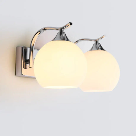 Simple Satin Opal Glass Wall Sconce Light Fixture For Corridor Mounting 2 / Chrome