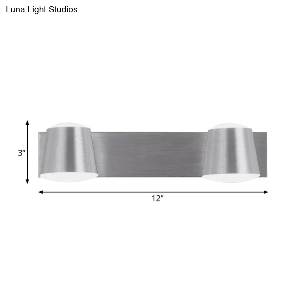Simple Silver Wall Sconce With Tapered Design And Warm/White Light - 1/2/3 Heads