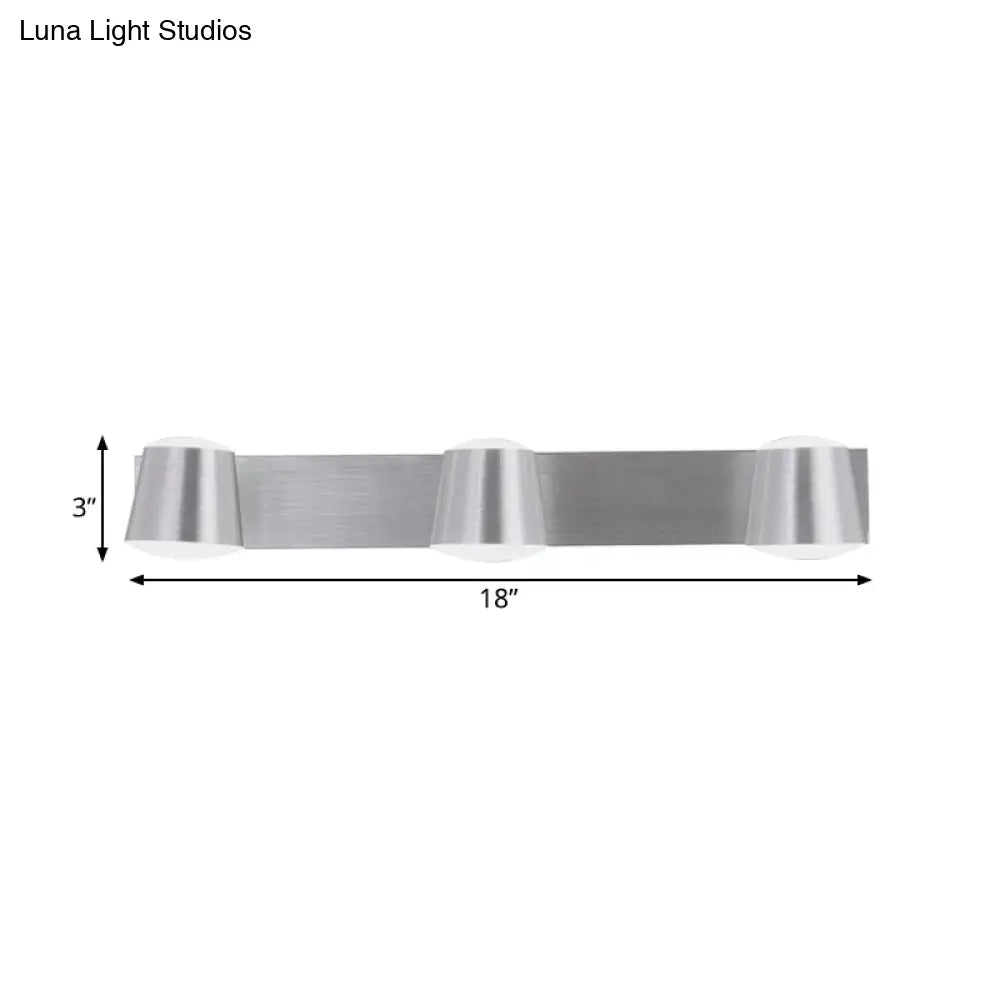 Simple Silver Wall Sconce With Tapered Design And Warm/White Light - 1/2/3 Heads