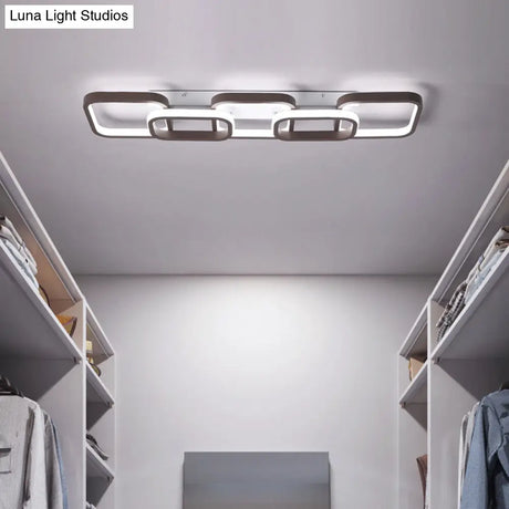 Simple Square Flush Mount Ceiling Lamp - Brown/Warm White 2/3/4 Heads Ideal For Hallways