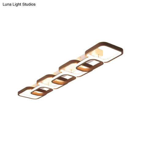 Simple Square Flush Mount Ceiling Lamp - Brown/Warm White 2/3/4 Heads Ideal For Hallways