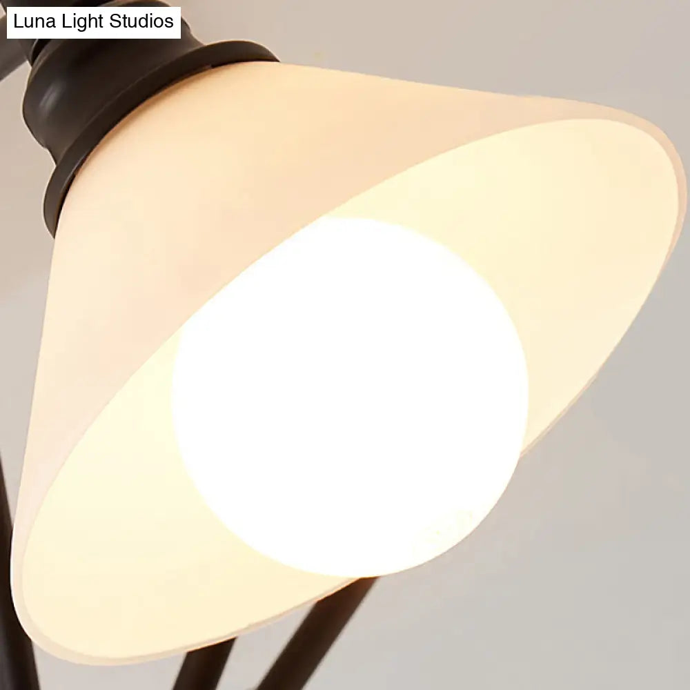 Simple Style 6-Light Metal Chandelier For Living Room With Conical Shade